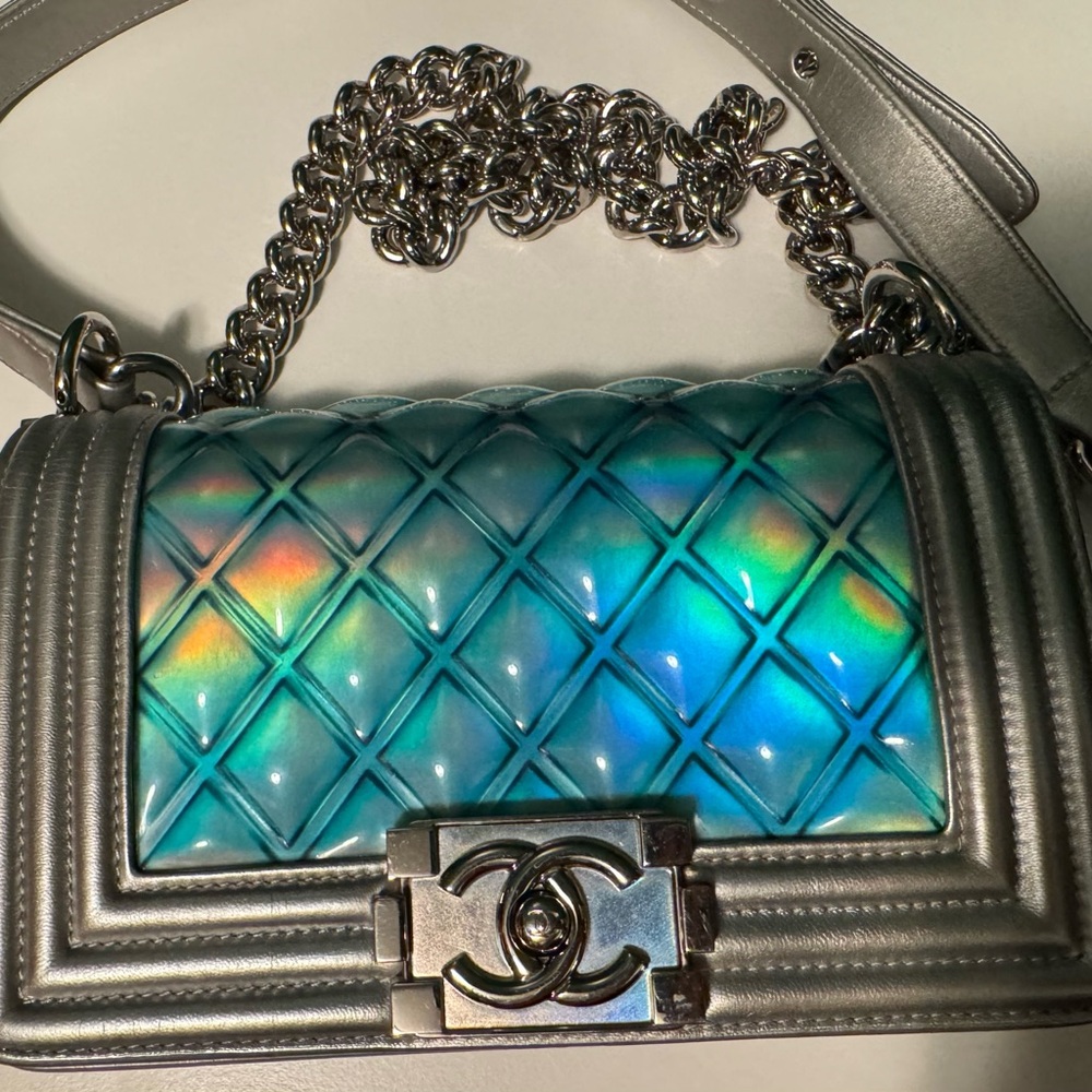 100% Authentic Iridescent Chanel PVC Boy Bag Small